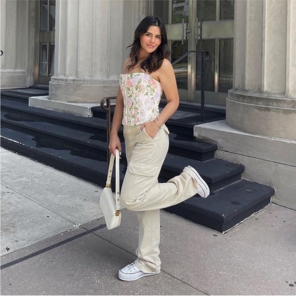 Zara Floral Corset Top in Ivory Multi BLOGGERS FAVORITE!!! NWT - Picture 12 of 16